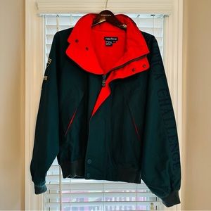 🎀 90’S VINTAGE NAUTICA CHALLENGE GREEN J CLASS JACKET HEAVY WINDBREAKER GREAT